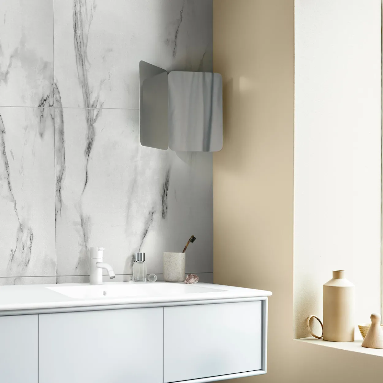 Berryalloc wall&water hvit marmor 60x60 baderomspanel