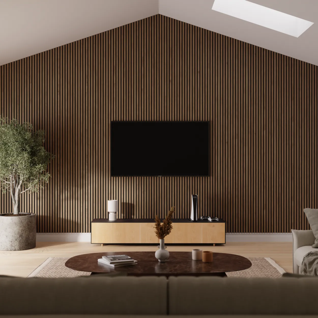 By venø premium akustikk spileplate oljet valnøtt 2400x600x19 mm