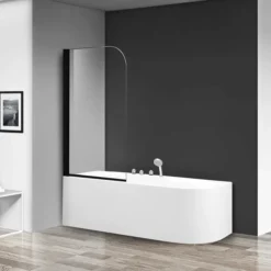 Celeste badekarvegg 75x140 cm - venstre m/ sikkerhetsfolie, sort