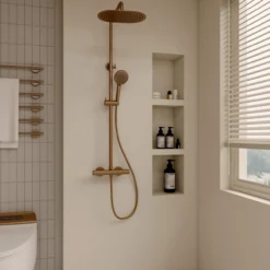 Celeste ely dusjsett børstet kobber m/dusjtermostat