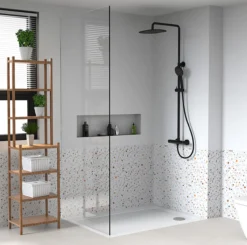 Celeste ely dusjsett matt sort m/dusjtermostat