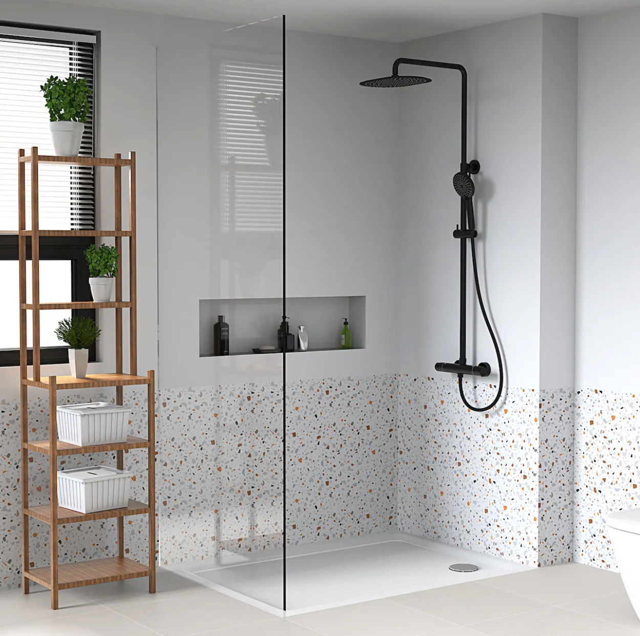 Celeste ely dusjsett matt sort m/dusjtermostat