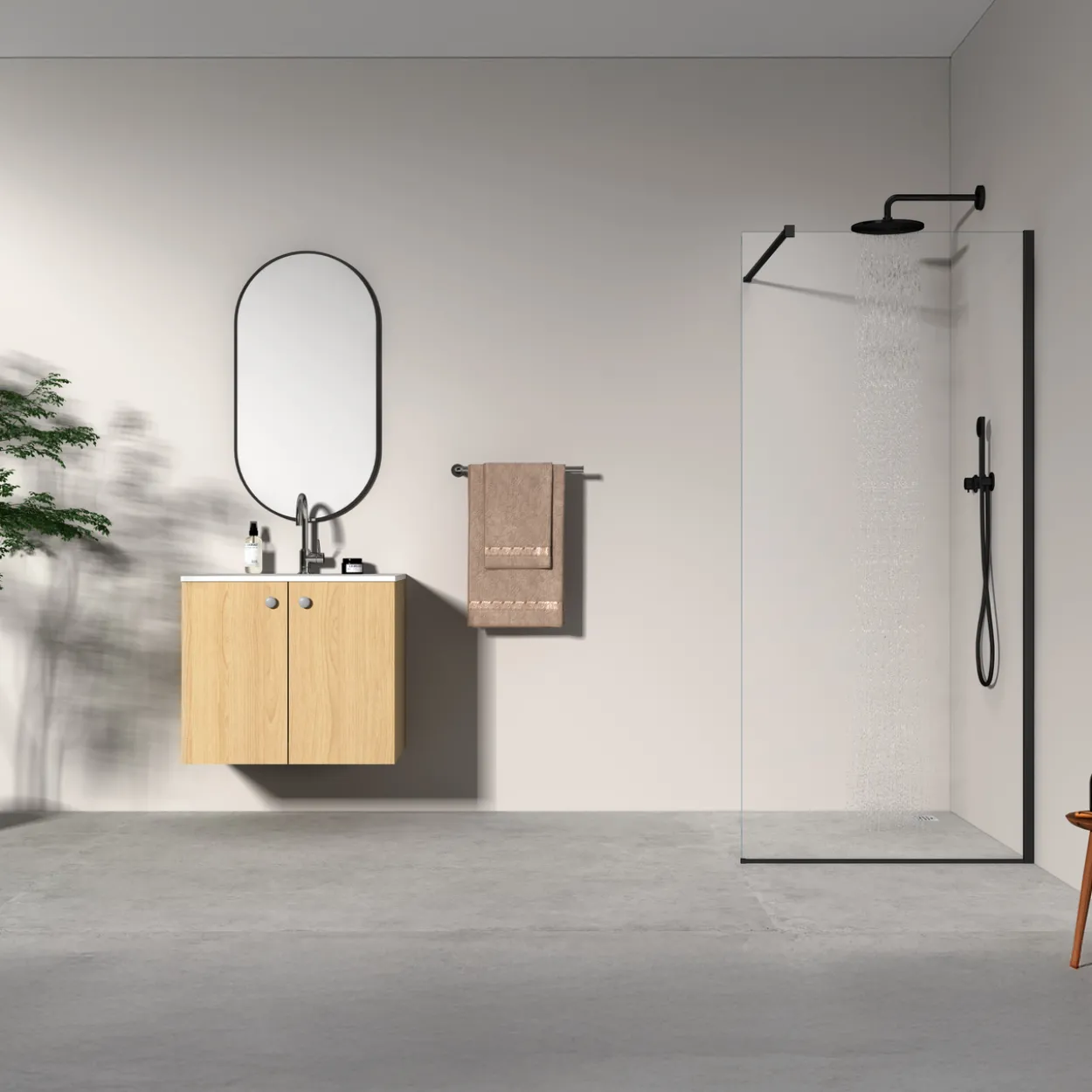Celeste fast dusjvegg 90x190cm sort høyre 6mm glass m/sikkerhetsfolie