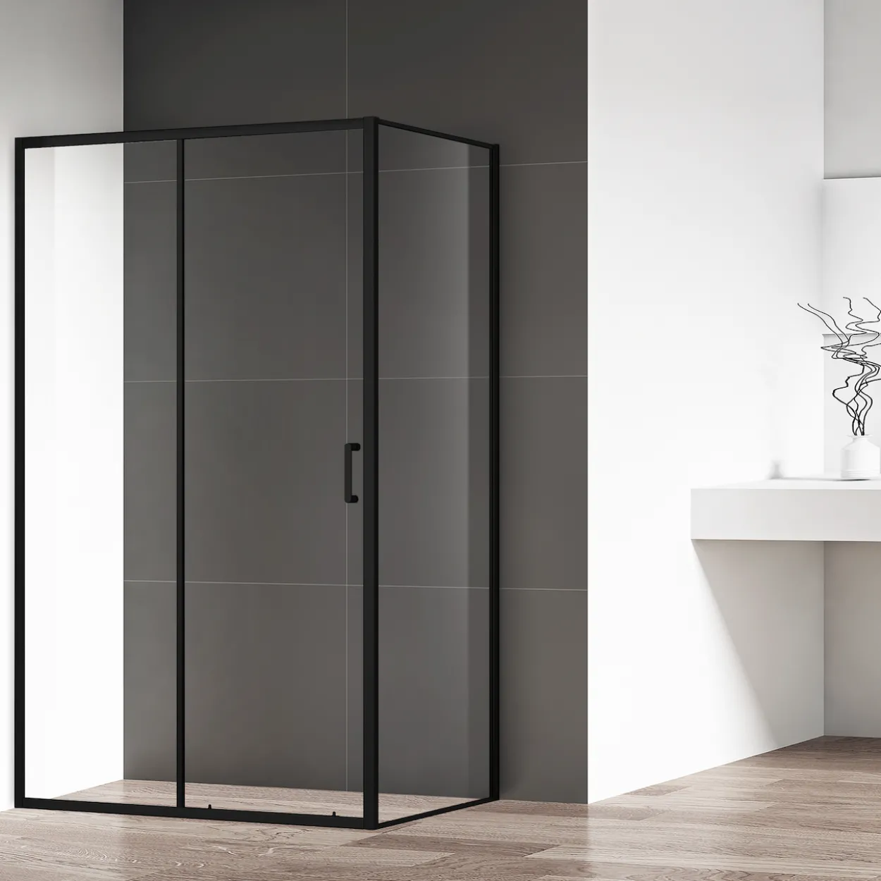 Celeste fasto sidevegg 88.5-90 cm m/ sikkerhetsfolie, sort