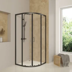 Celeste latina buet dusjhjørne 90x90x195 cm m/ sikkerhetsfolie sort