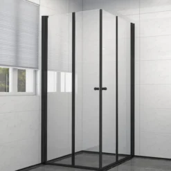 Celeste mh200 leddet dusjdør 90x190cm høyre sort m/sikkerhetsfolie