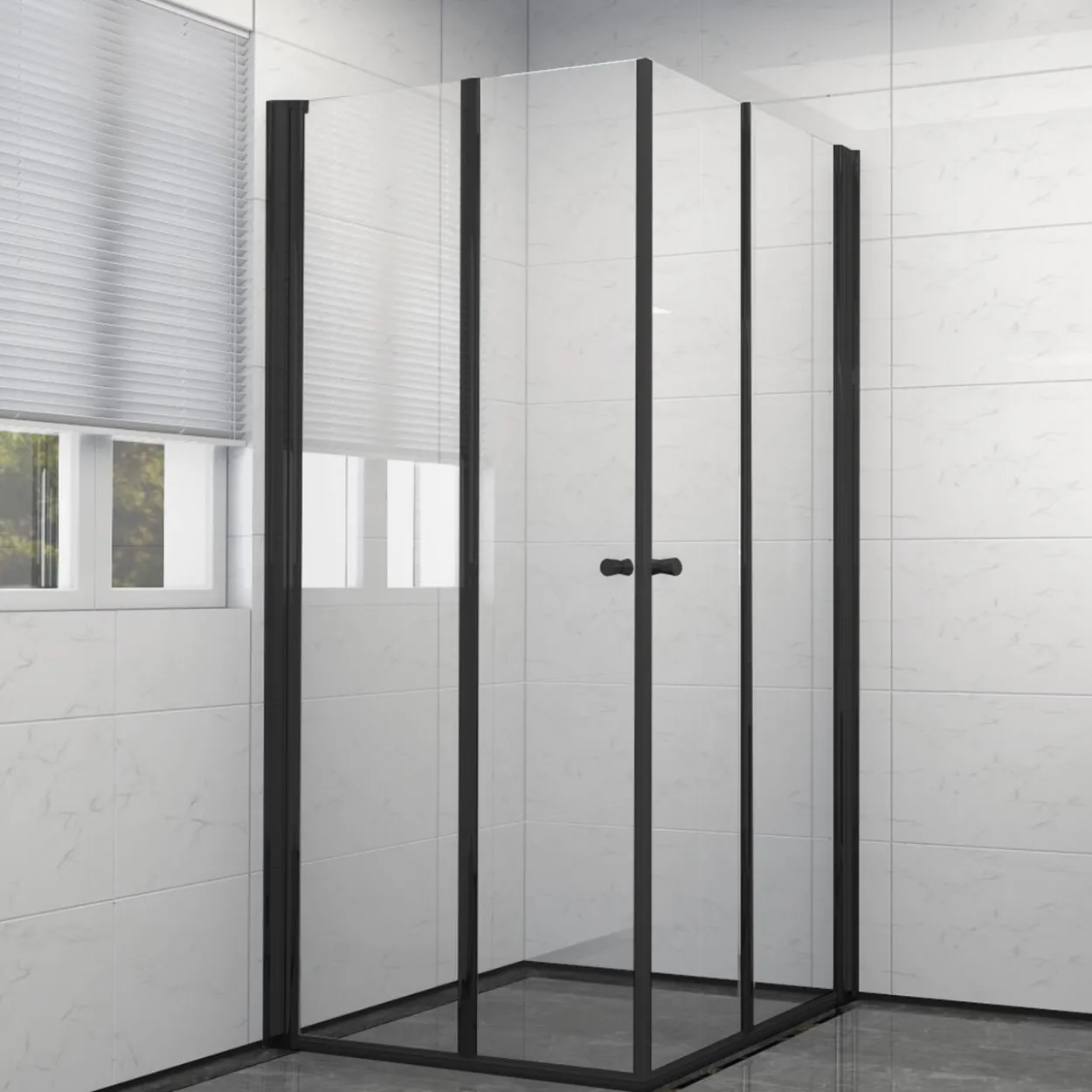 Celeste mh200 leddet dusjdør 90x190cm høyre sort m/sikkerhetsfolie