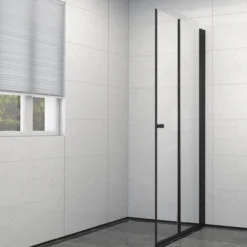 Celeste mh200 leddet dusjdør 90x190cm høyre sort m/sikkerhetsfolie
