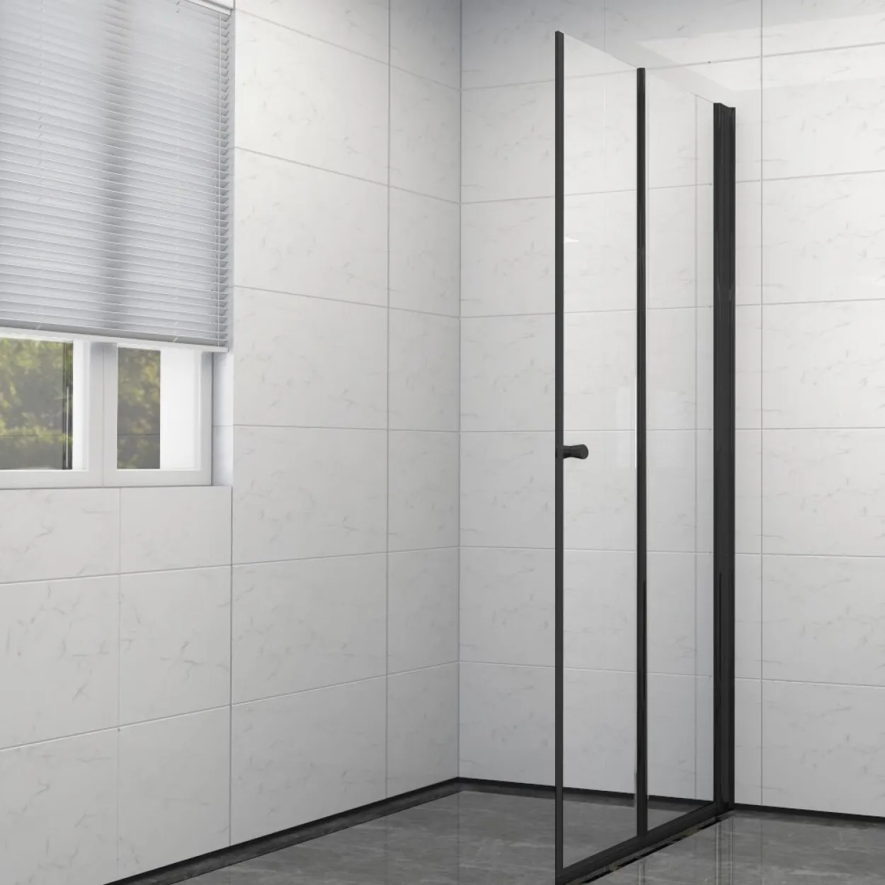 Celeste mh200 leddet dusjdør 90x190cm høyre sort m/sikkerhetsfolie