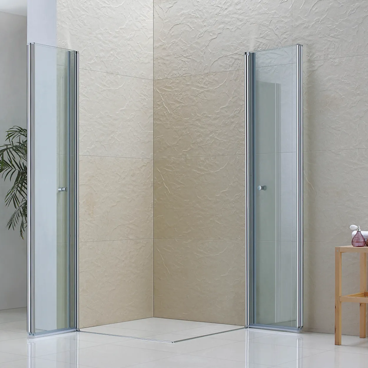 Celeste mh200 leddet dusjdør 90x190cm høyre krom m/sikkerhetsfolie