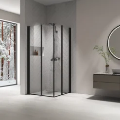 Celeste mh200 leddet dusjdør 80x190cm venstre sort m/sikkerhetsfolie