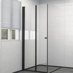 Celeste mh200 leddet dusjdør 80x190cm venstre sort m/sikkerhetsfolie