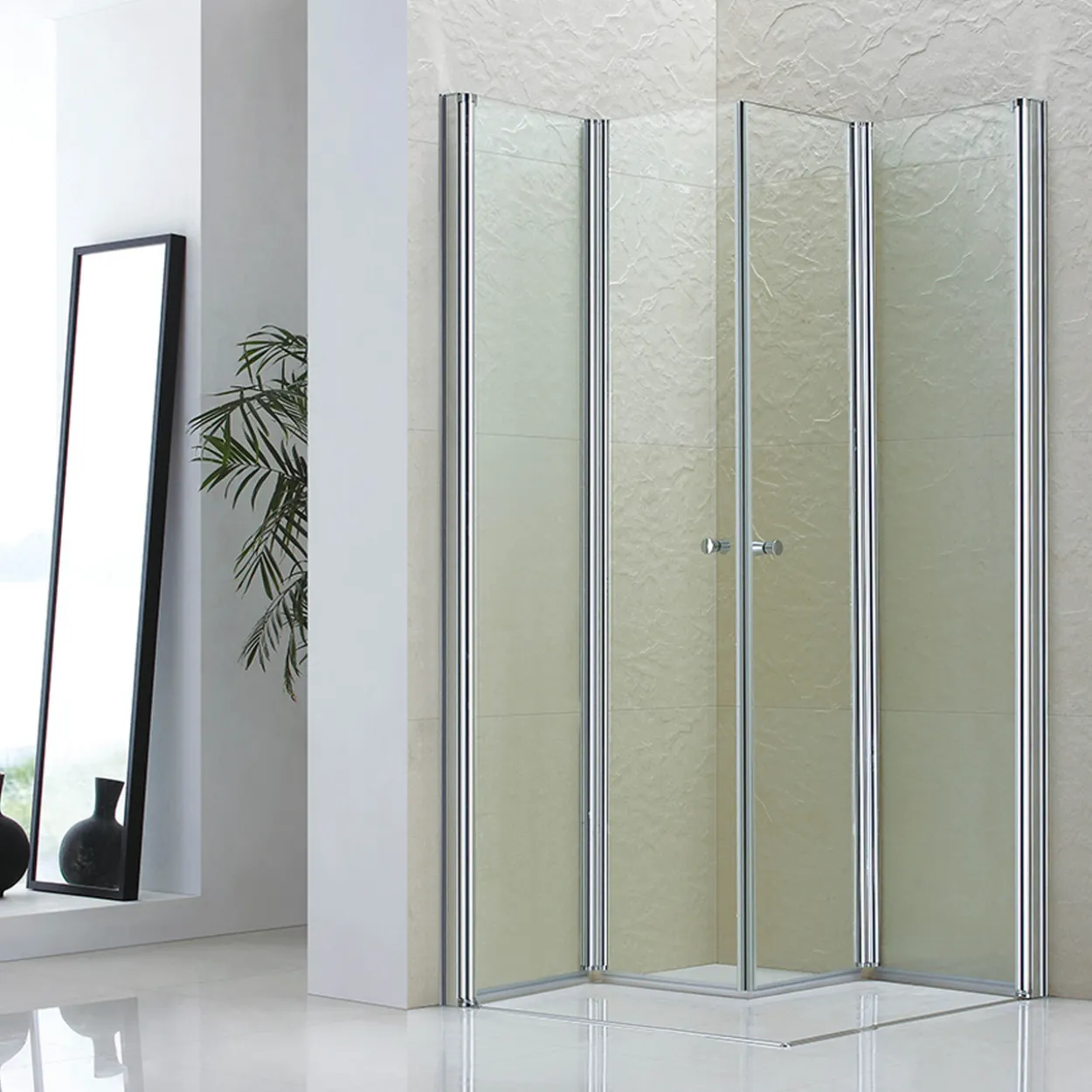 Celeste mh200 leddet dusjdør 80x190cm venstre krom m/sikkerhetsfolie