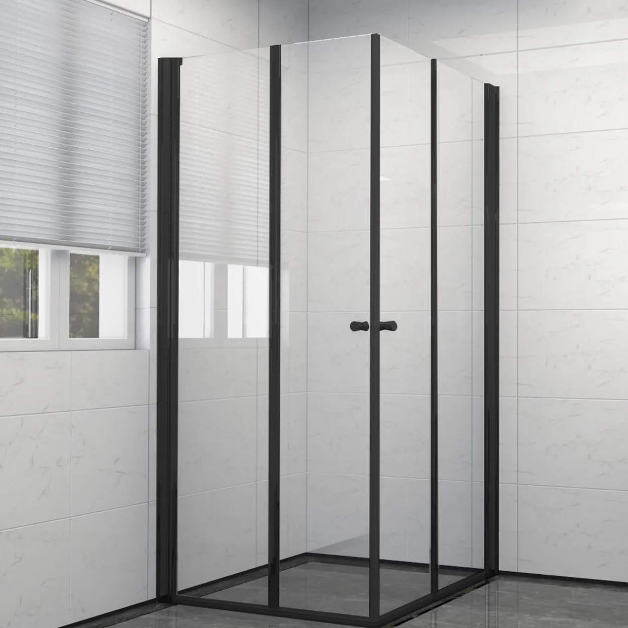 Celeste mh200 leddet dusjdør 90x190cm venstre sort m/sikkerhetsfolie