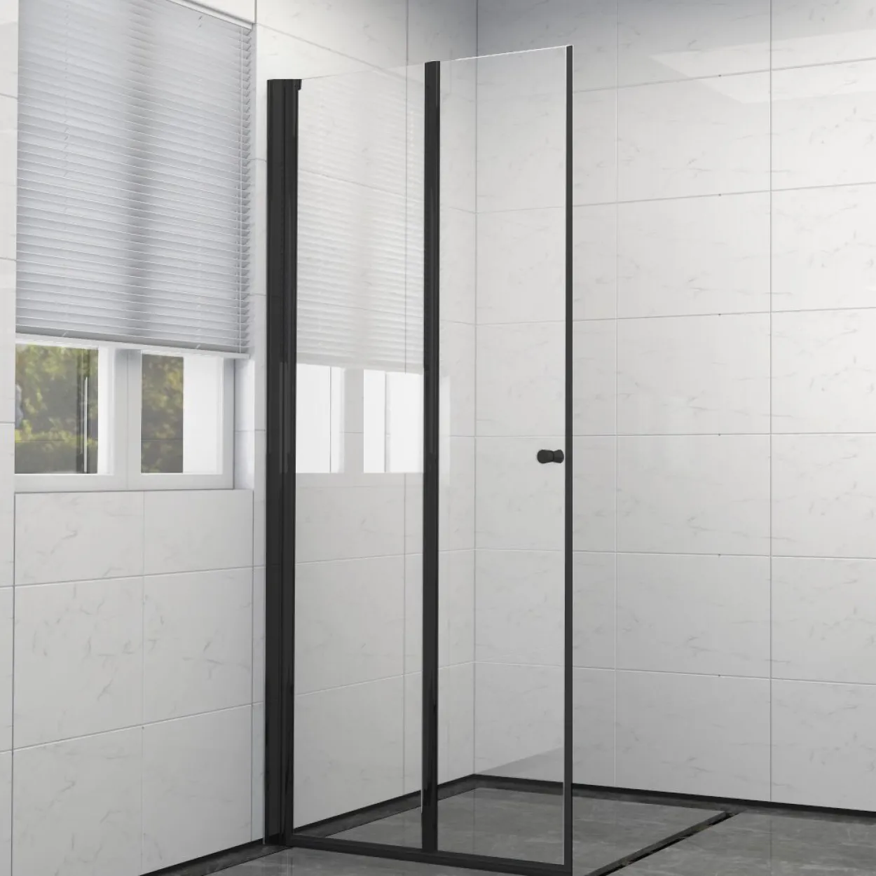 Celeste mh200 leddet dusjdør 90x190cm venstre sort m/sikkerhetsfolie