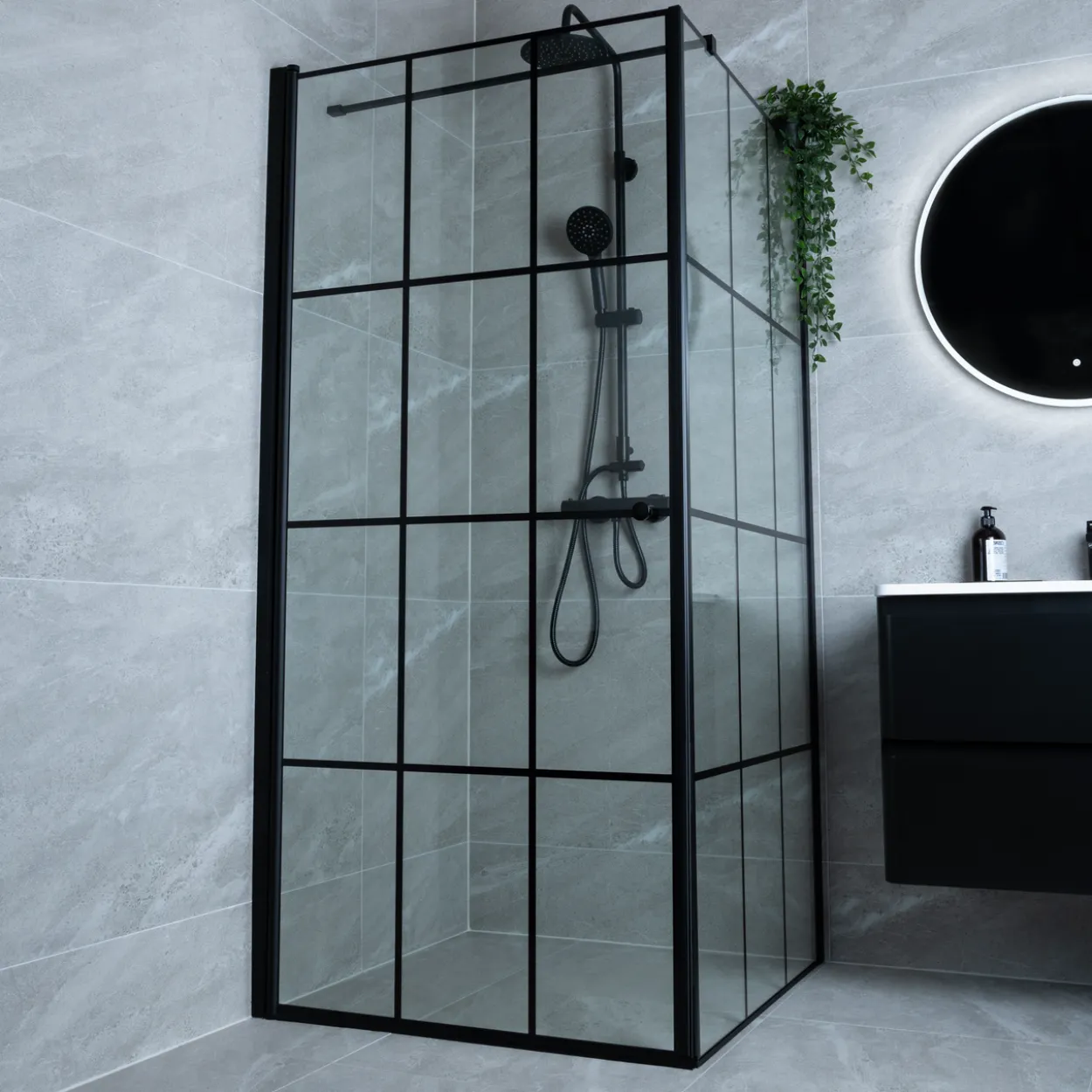 Celeste nero dusjdør 90x190 cm venstre m/sikkerhetsfolie sort