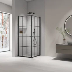 Celeste nero dusjdør 90x190 cm venstre m/sikkerhetsfolie sort