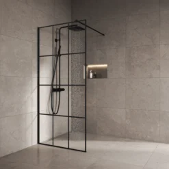 Celeste nero dusjvegg 120x190 cm - venstre m/ sikkerhetsfolie, sort