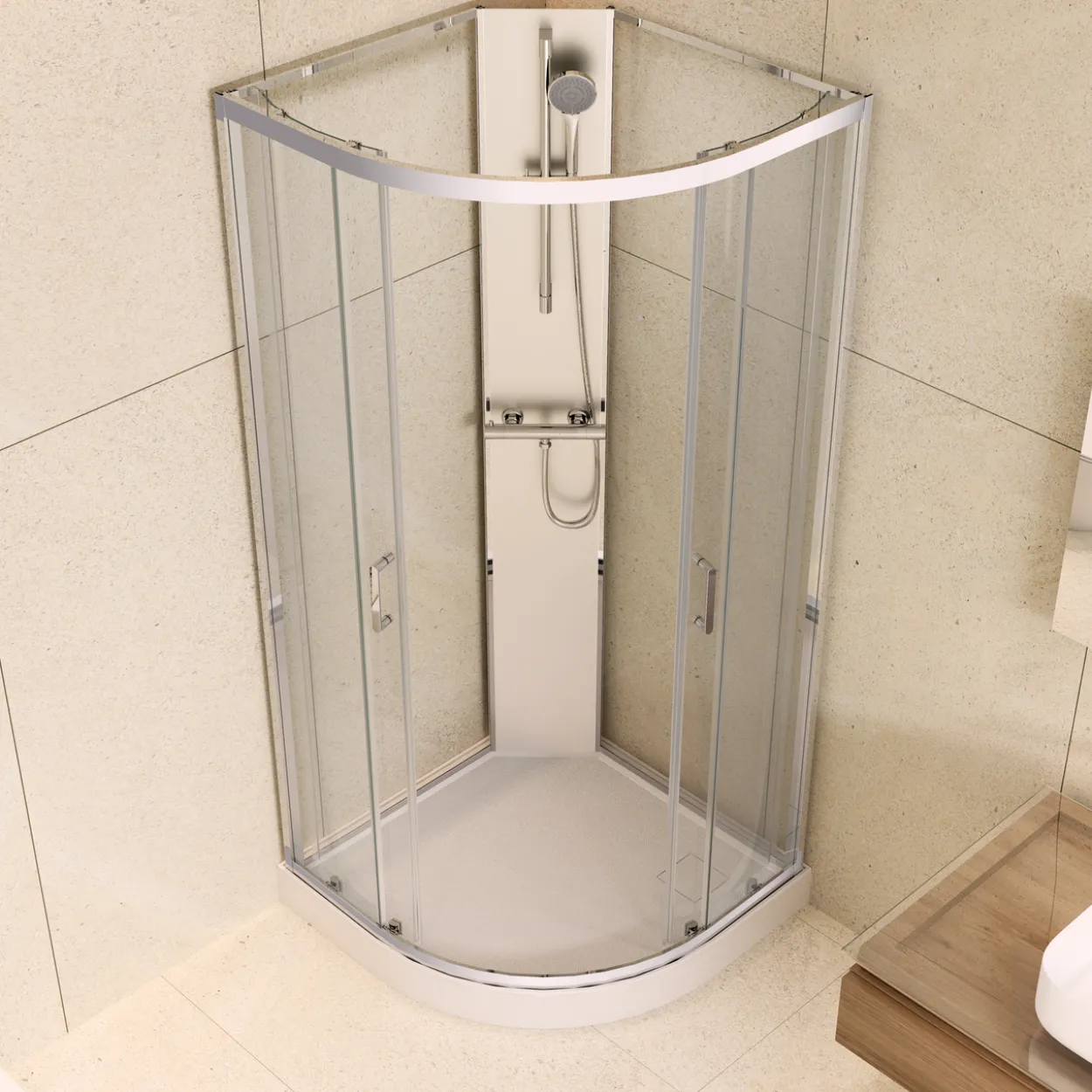 Celeste novara buet dusjkabinett 90x90x206 cm m/sikkerhetsfolie krom