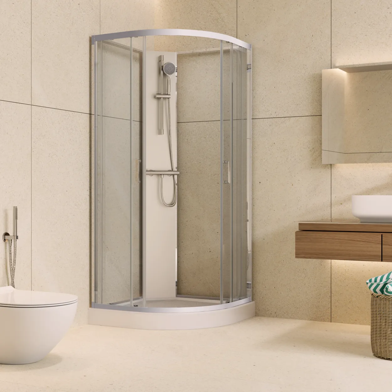 Celeste novara buet dusjkabinett 90x90x206 cm m/sikkerhetsfolie krom