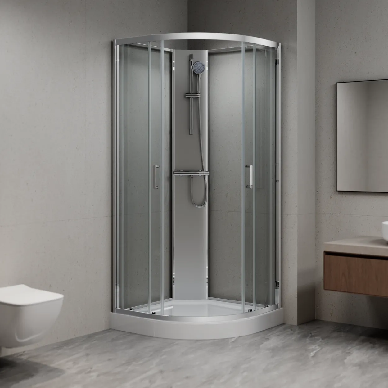 Celeste novara buet dusjkabinett 90x90x206 cm m/sikkerhetsfolie krom