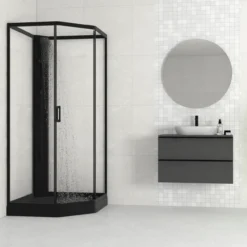 Celeste novello dusjkabinett m/slagdør 90x90x205 cm m/sikkerhetsfolie sort