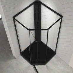 Celeste novello dusjkabinett m/slagdør 90x90x205 cm m/sikkerhetsfolie sort