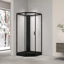 Celeste novello dusjkabinett m/slagdør 90x90x205 cm m/sikkerhetsfolie sort