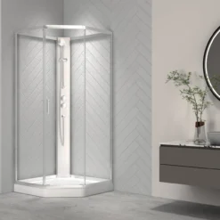 Celeste novello dusjkabinett m/skyvedør 90x90x205 cm m/sikkerhetsfolie satin