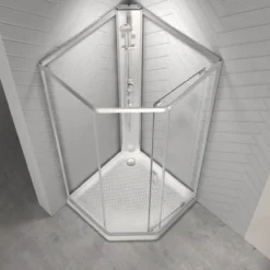 Celeste novello dusjkabinett m/skyvedør 90x90x205 cm m/sikkerhetsfolie satin
