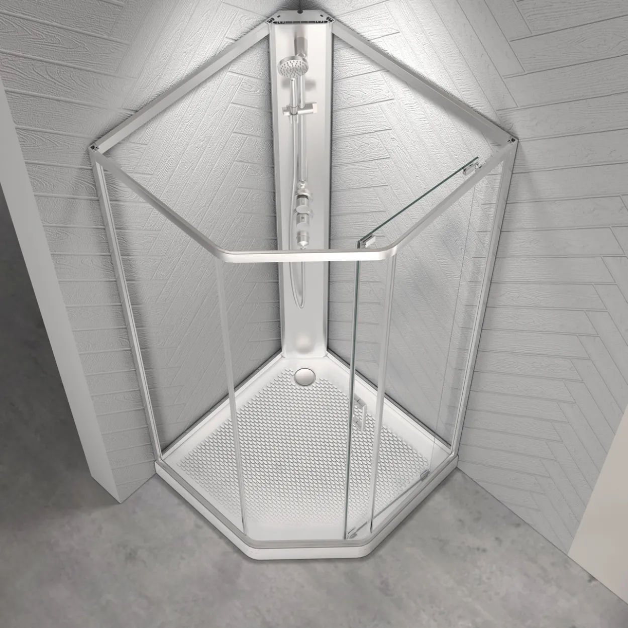 Celeste novello dusjkabinett m/skyvedør 90x90x205 cm m/sikkerhetsfolie satin
