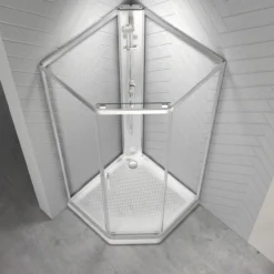 Celeste novello dusjkabinett m/skyvedør 90x90x205 cm m/sikkerhetsfolie satin