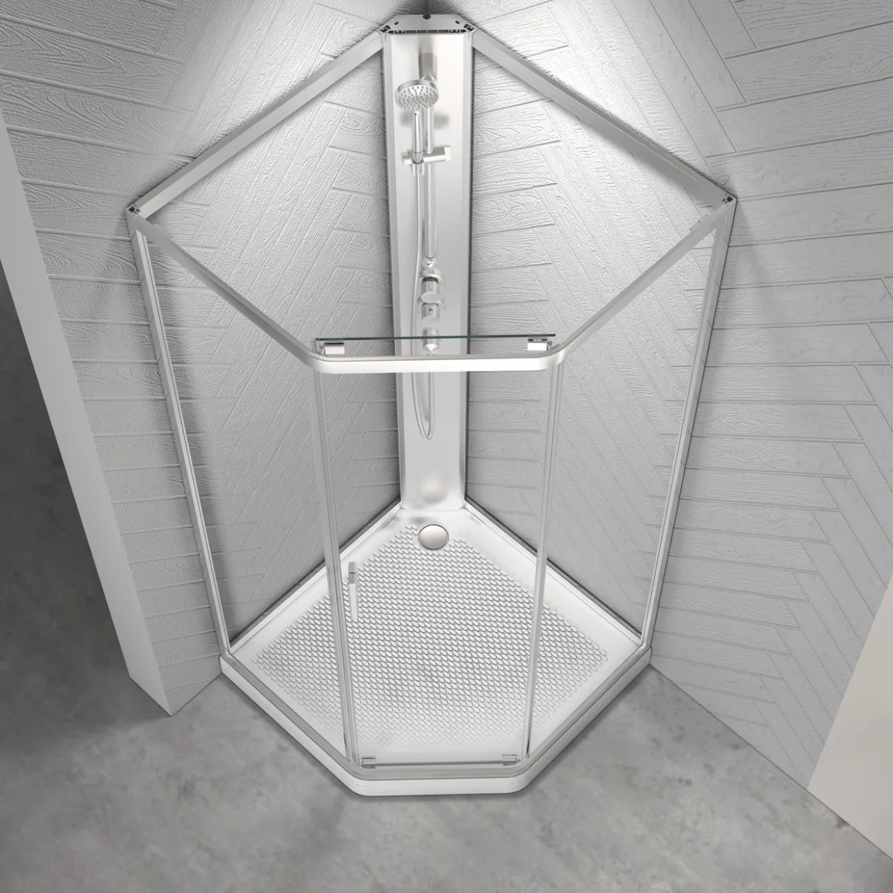 Celeste novello dusjkabinett m/skyvedør 90x90x205 cm m/sikkerhetsfolie satin