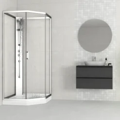 Celeste novello dusjkabinett m/slagdør 90x90x205 cm m/sikkerhetsfolie satin