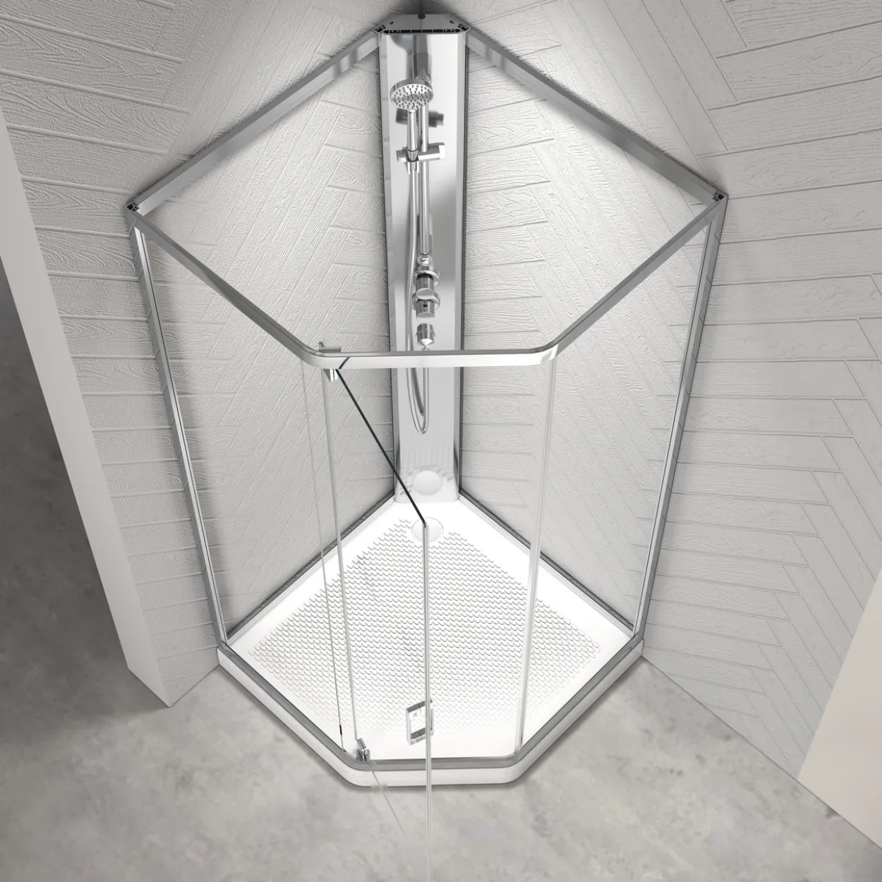 Celeste novello dusjkabinett m/slagdør 90x90x205 cm m/sikkerhetsfolie satin
