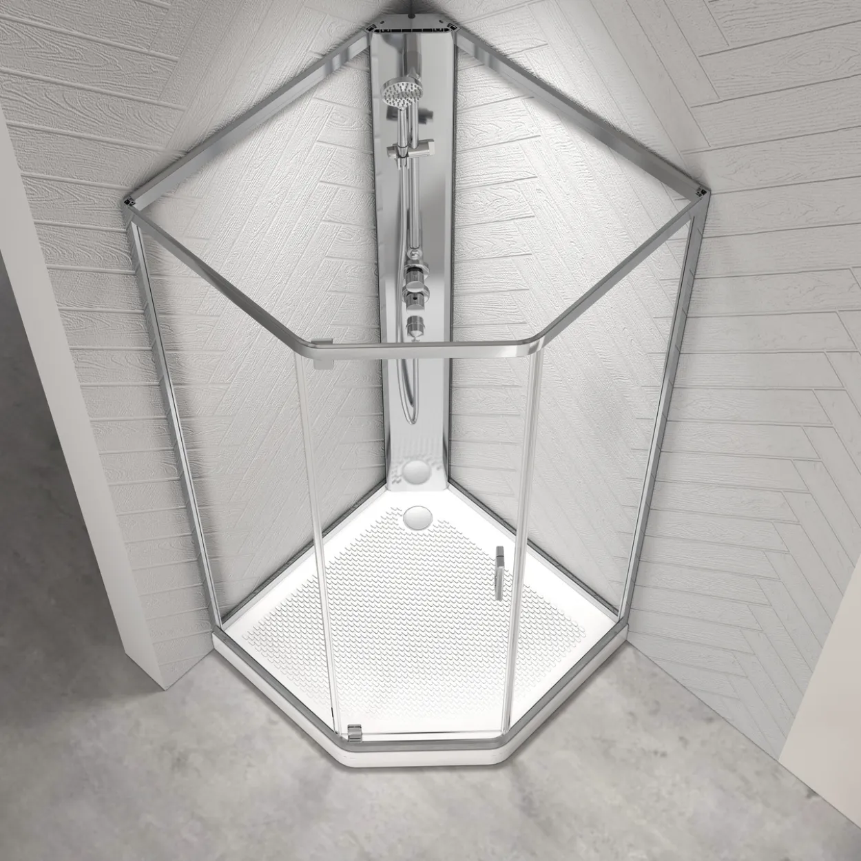 Celeste novello dusjkabinett m/slagdør 90x90x205 cm m/sikkerhetsfolie satin