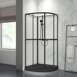 Celeste serata buet dusjkabinett 90x90x205 sikkerhetsfolie sort