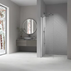 Celeste sidevegg til nisjedør 40x190 cm 5mm m/ sikkerhetsfolie, krom