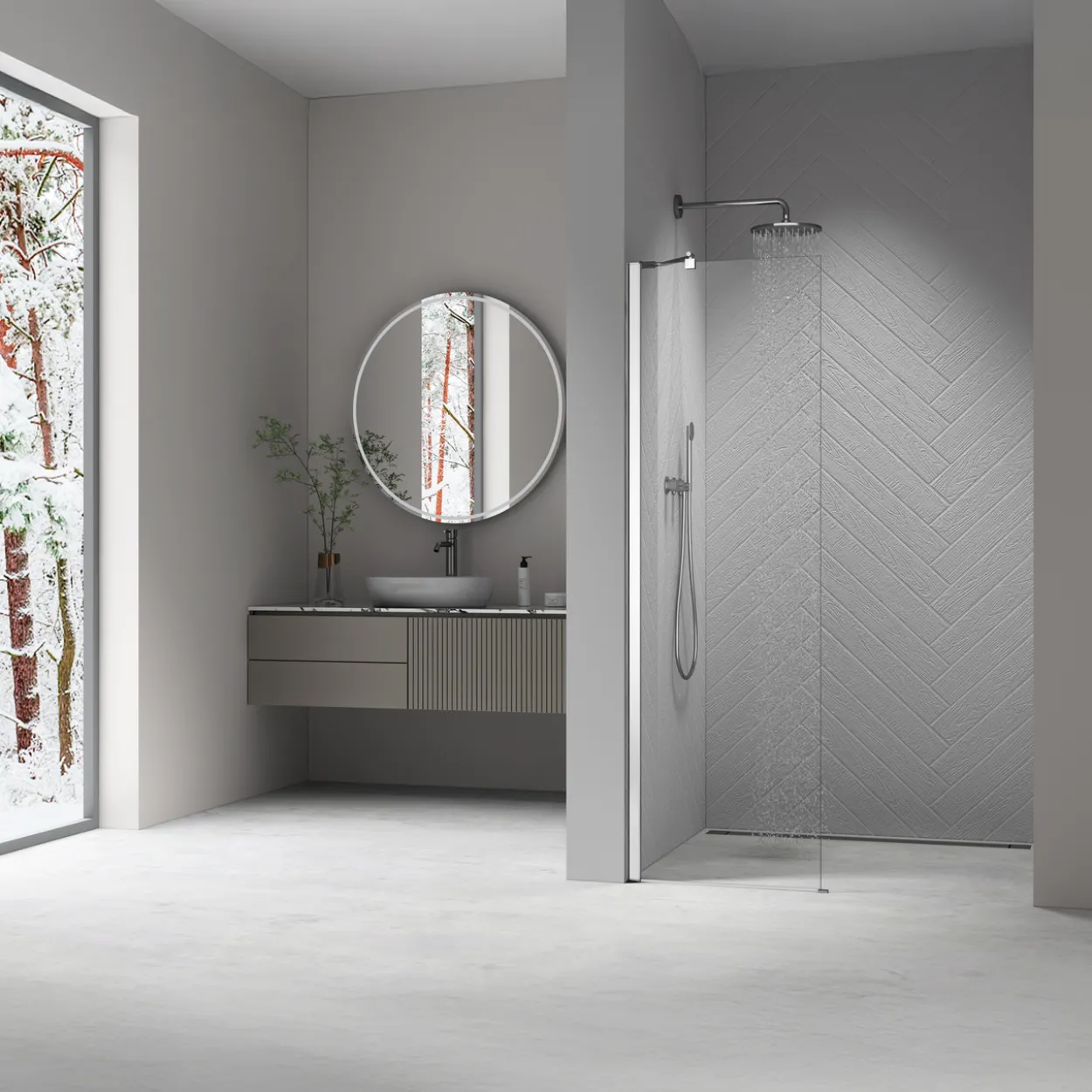 Celeste sidevegg til nisjedør 40x190 cm 5mm m/ sikkerhetsfolie, krom