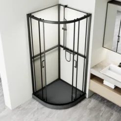 Celeste trento buet dusjkabinett 90x90x208 cm m/sikkerhetsfolie sort