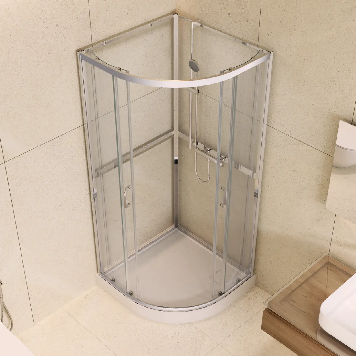 Celeste trento buet dusjkabinett 80x80x208 cm m/sikkerhetsfolie krom