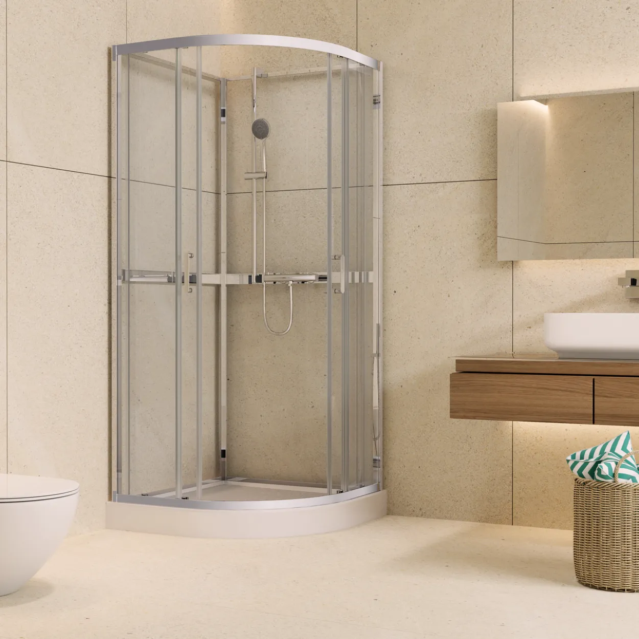 Celeste trento buet dusjkabinett 80x80x208 cm m/sikkerhetsfolie krom
