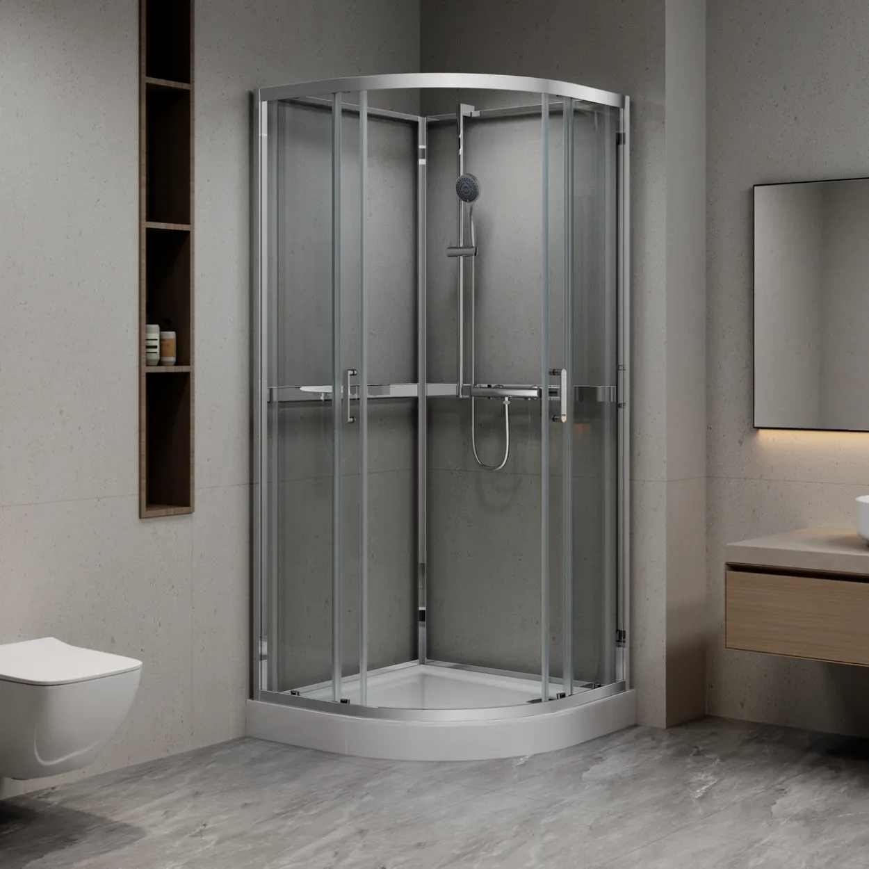 Celeste trento buet dusjkabinett 80x80x208 cm m/sikkerhetsfolie krom