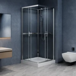 Celeste trento rett dusjkabinett 80x80x208 cm m/sikkerhetsfolie krom