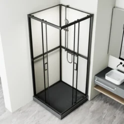 Celeste trento rett dusjkabinett 80x80x208 cm m/sikkerhetsfolie sort