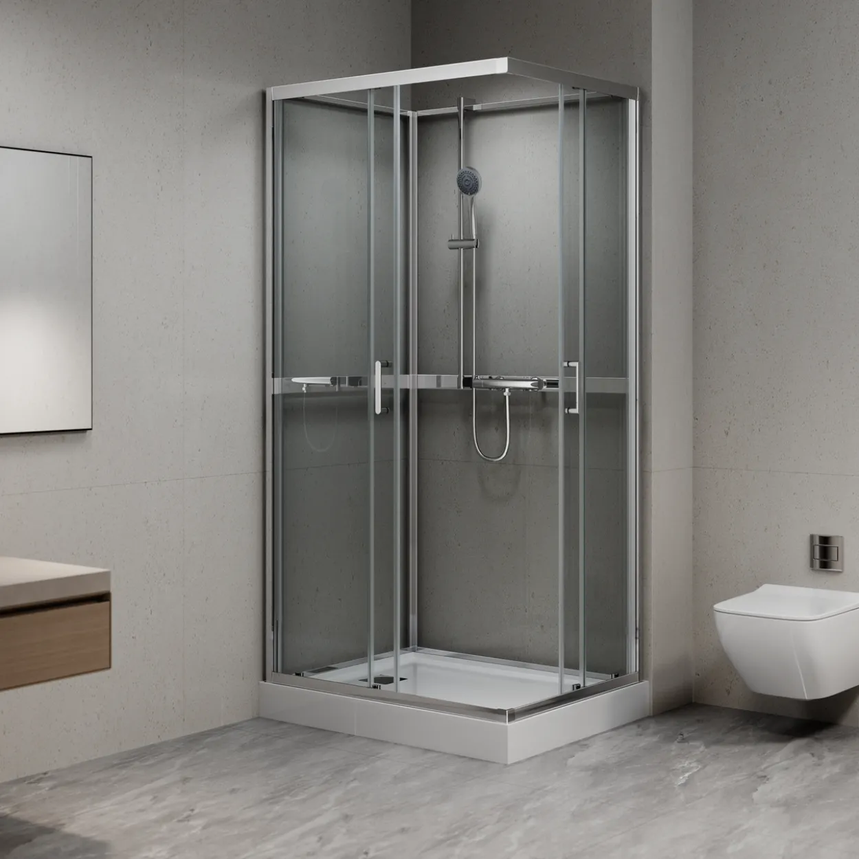 Celeste trento rett dusjkabinett 80x100x208 cm m/sikkerhetsfolie krom