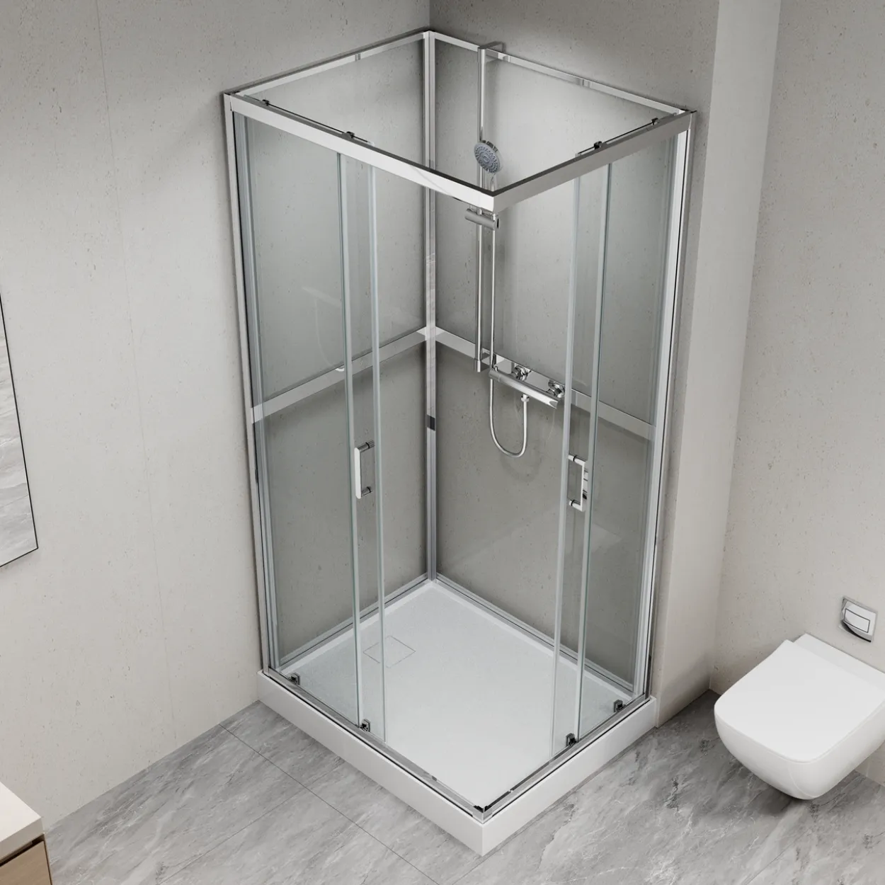 Celeste trento rett dusjkabinett 80x100x208 cm m/sikkerhetsfolie krom