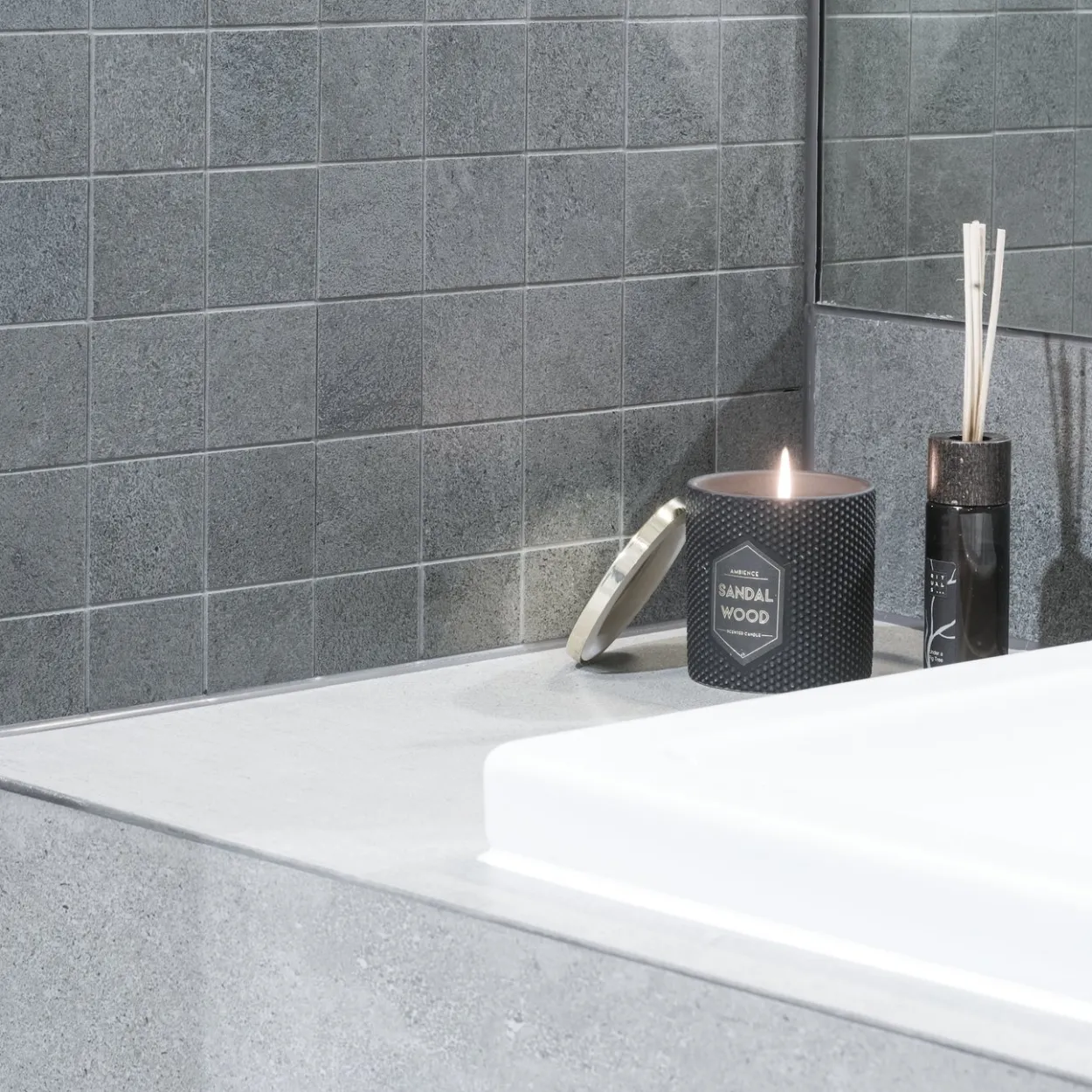 Cemento rasato antracite mosaico 6x6 9mm