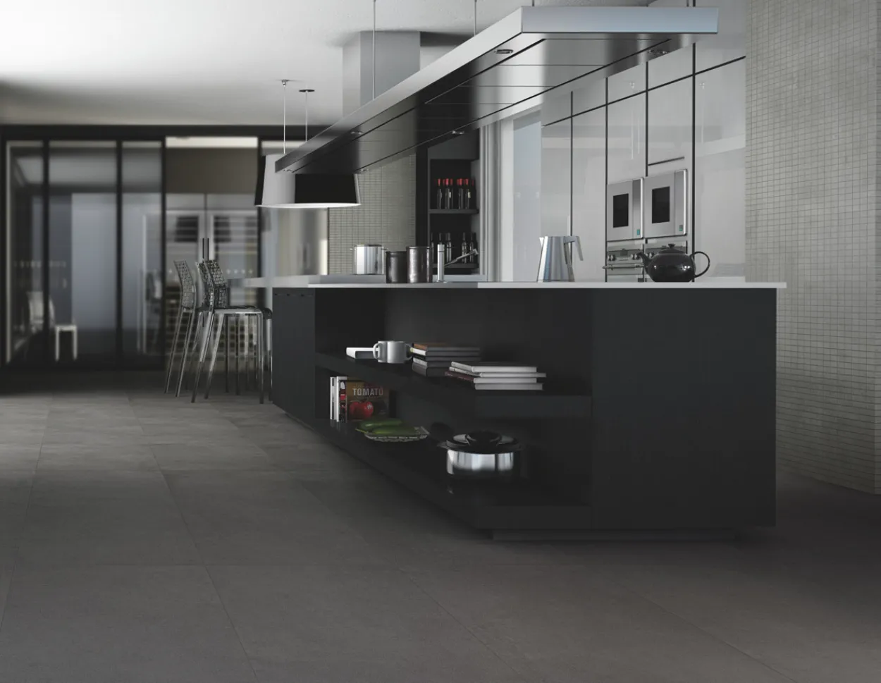 Cemento rasato antracite mosaico 6x6 9mm