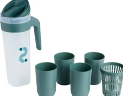 Day kanne 1,2l m/lokk 4stk drikkeglass 30cl assortert farge